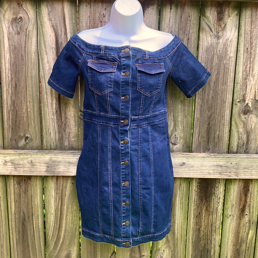 Off Shoulder Denim Dress
